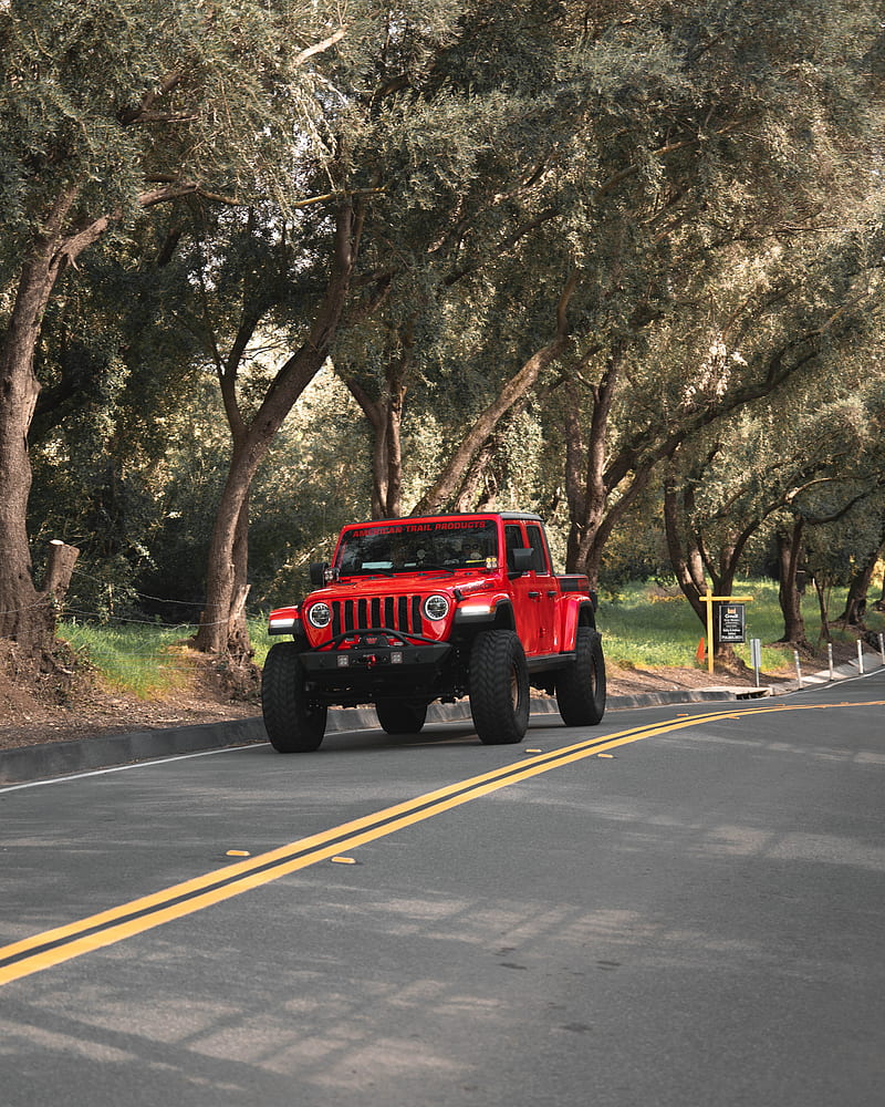 jeep wrangler, jeep, suv, car, headlights, red, HD phone wallpaper