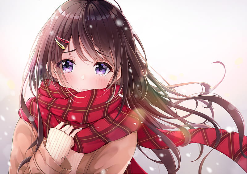 Anime girls anime scarf original characters HD wallpapers | Pxfuel
