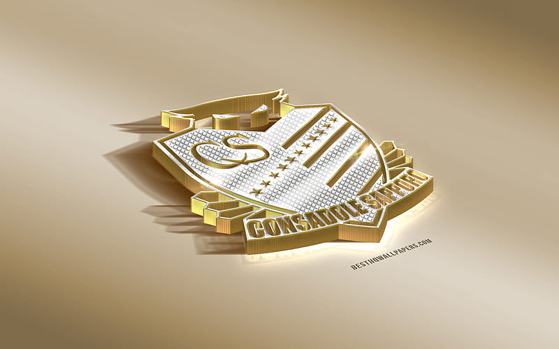 Hokkaido Consadole Sapporo, Japanese football club, golden silver logo, Sapporo, japan, J1 League, 3d golden emblem, creative 3d art, football, HD wallpaper