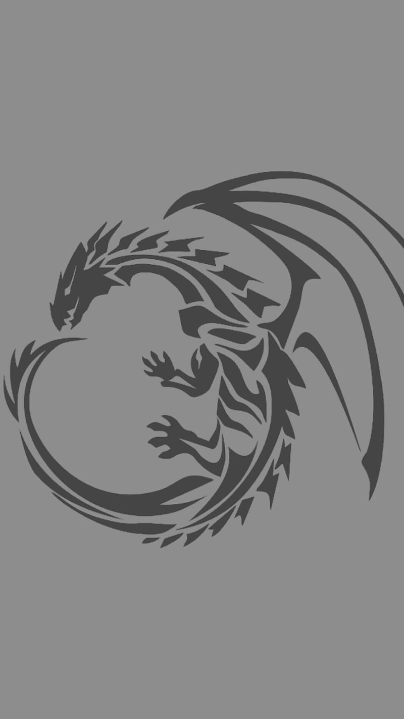 Grey Dragon, black, wolf, HD phone wallpaper