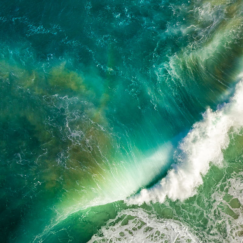 iOS 10 - iPhone , apple, ios, 2016 sea, ocean, wave, green, waves, HD phone wallpaper