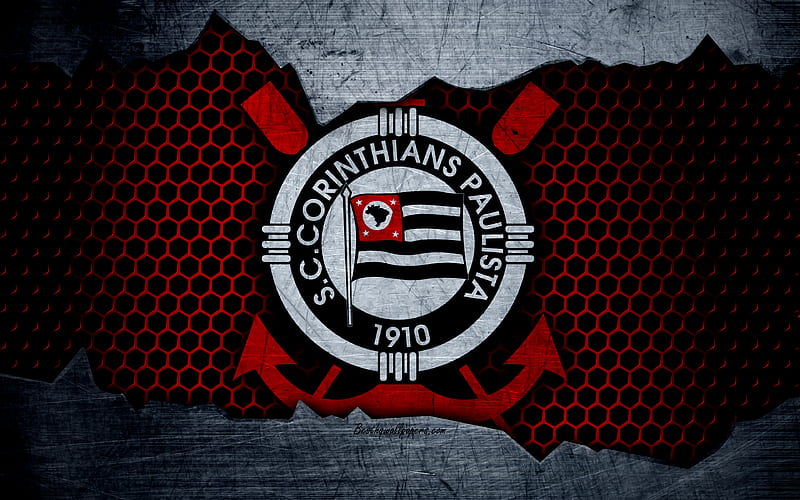 Corinthians Serie A, logo, grunge, Brazil, soccer, football club, metal texture, art, Corinthians FC, HD wallpaper