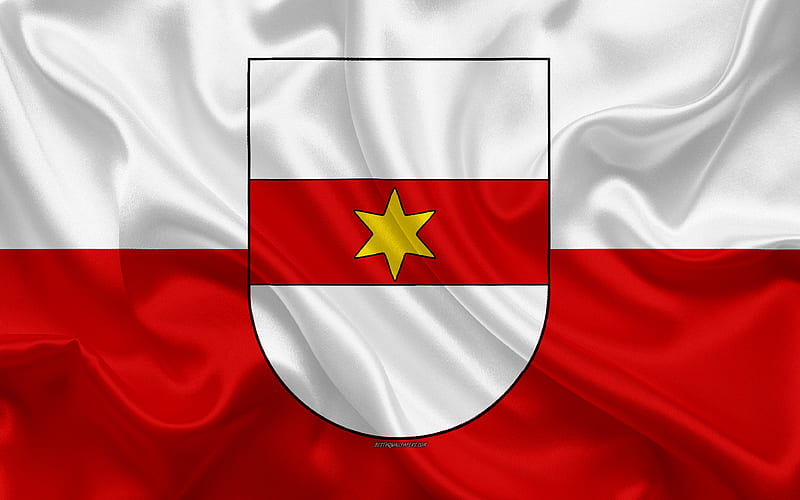 Flag of Bolzano silk texture, white red silk flag, coat of arms, Italian city, Bolzano, South Tyrol, Italy, symbols, HD wallpaper