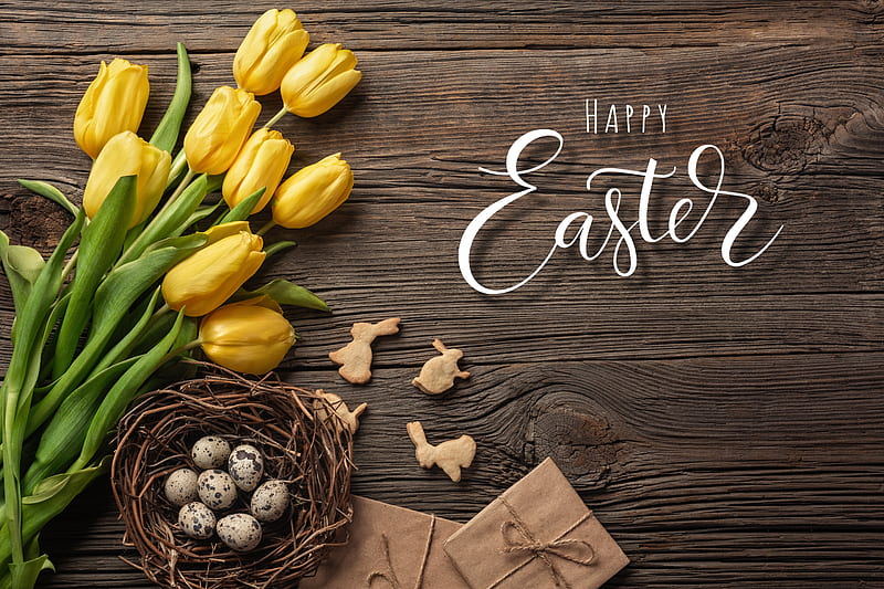 Holiday, Easter, Egg, Flower, Happy Easter, Yellow Flower, HD wallpaper