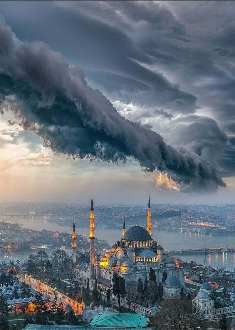 smoke istanbul, istanbul, mosque, scenery, smoke, world, HD phone wallpaper