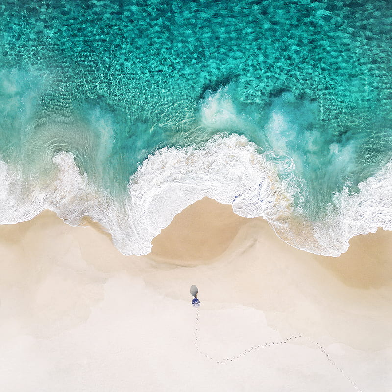 iOS 12 - Beach , 2018, ocean, wave, sea, earth, apple, iphone, albany gold marble, oficial, beach, HD phone wallpaper