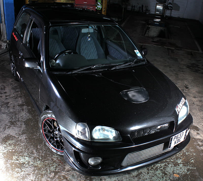 Toyota Starlet, black car, ep91, glanza, turbo, HD wallpaper