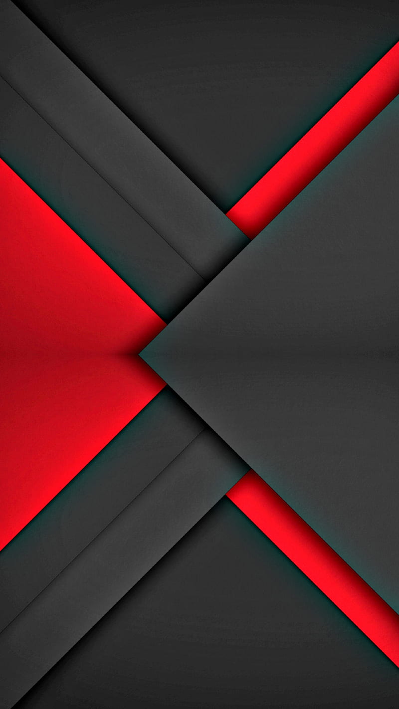 Material design 104, abstract, android, black, flat, geometric, material design, modern, red, HD phone wallpaper