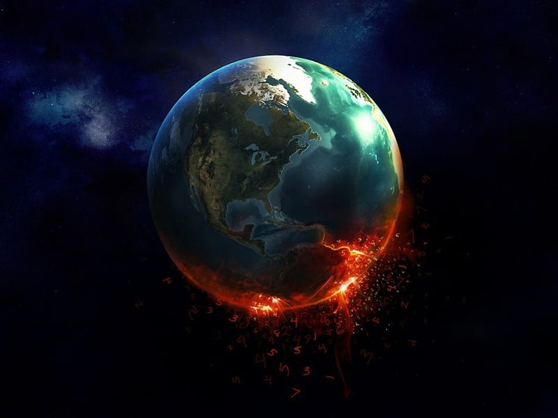 Flaming Earth, fiery planet, earth, earth on fire, HD wallpaper