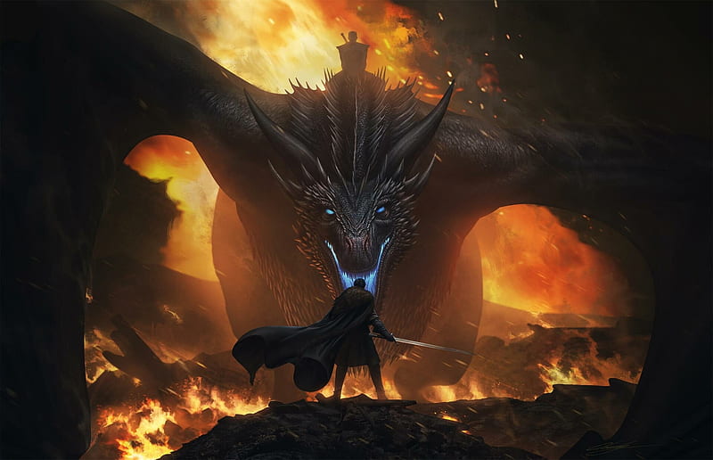 Jon Snow Vs Night King Dragon, HD wallpaper
