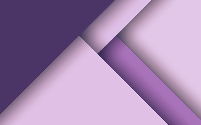 violet triangles material design, geometric shapes, lollipop, triangles, creative, strips, geometry, violet backgrounds, HD wallpaper