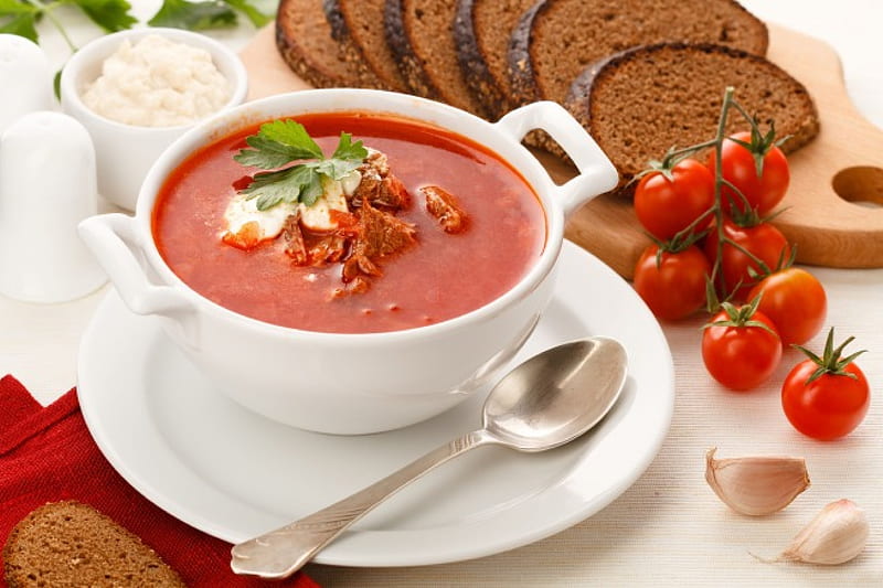 *** Bowl of tomato soup ***, zupa, miska, pomidorowa, jedzenie, HD wallpaper