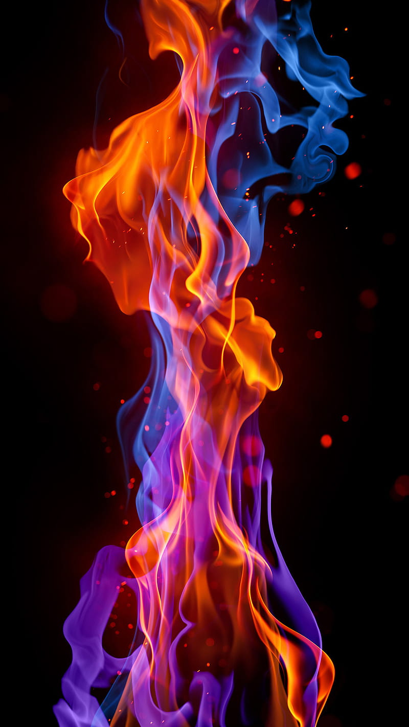 Colorful Flame abstract, fire vertical, xperia, HD phone wallpaper