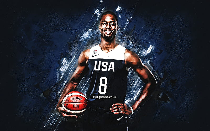 Harrison Barnes, USA national basketball team, USA, American basketball player, portrait, United States Basketball team, blue stone background, HD wallpaper