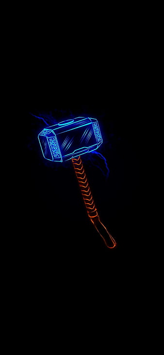 Thor hammer, amoled, avengers, black, edge, logo, scorpion, thor amoled, HD phone wallpaper