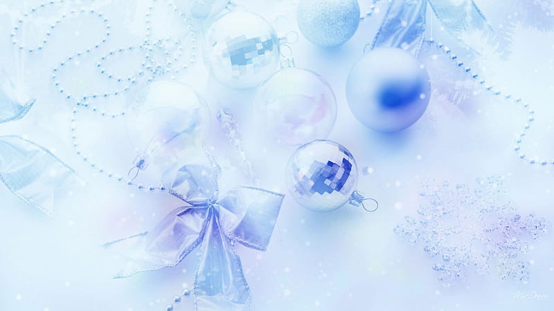 Christmas So Softly, Christmas, Feliz Navidad, soft, balls, decorations, pinki, pastel, beads, light, blue, HD wallpaper