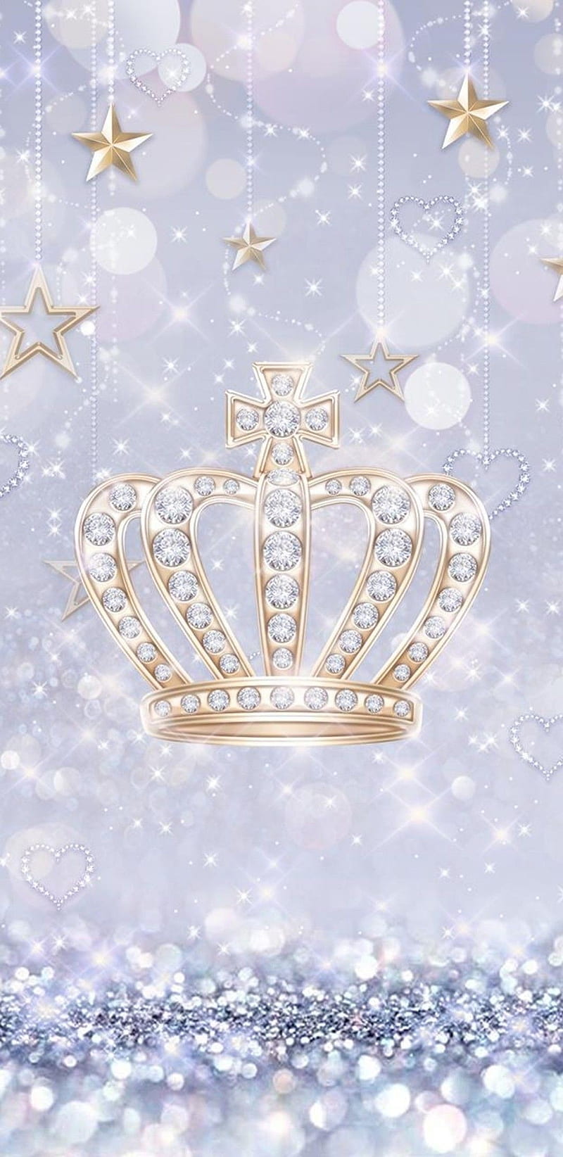 Crown N Stars, girly, glitter, pretty, silver, sparkle, HD phone wallpaper