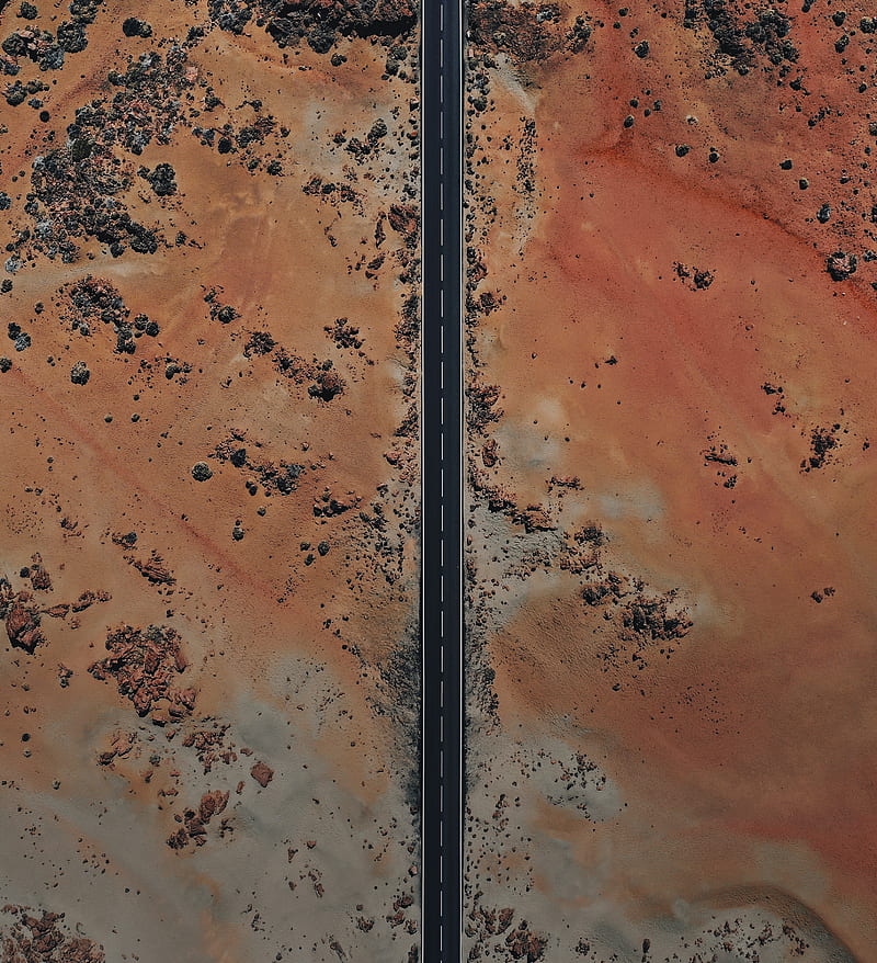 road, desert, aerial view, sand, stones, HD phone wallpaper