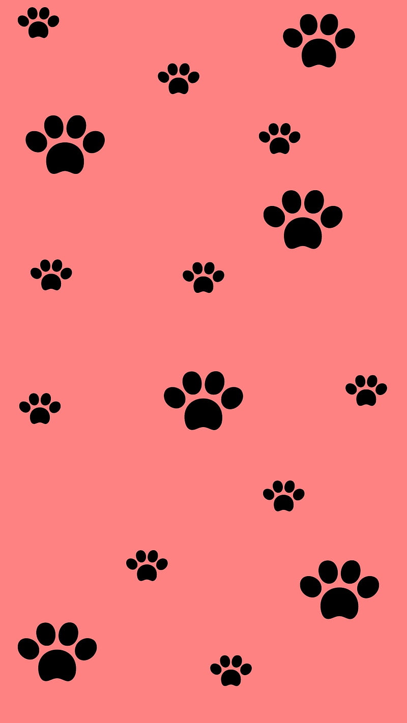 animal footprint 1, cat, soft red, HD phone wallpaper