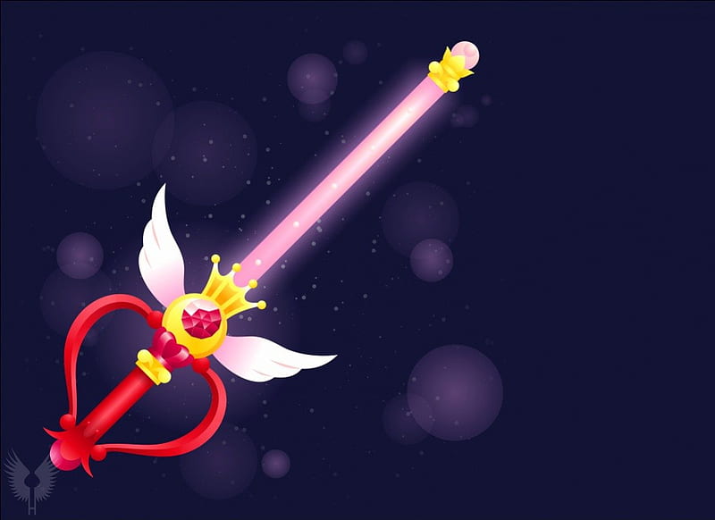 Kaleidomoon Scope, staff, red, pretty, item, glow, object, sparks, objects, bonito, sweet, nice, anime, sailor moon, beauty, weapon, pink, sailormoon, lovely, wand, items, rod, abstract, purple, HD wallpaper