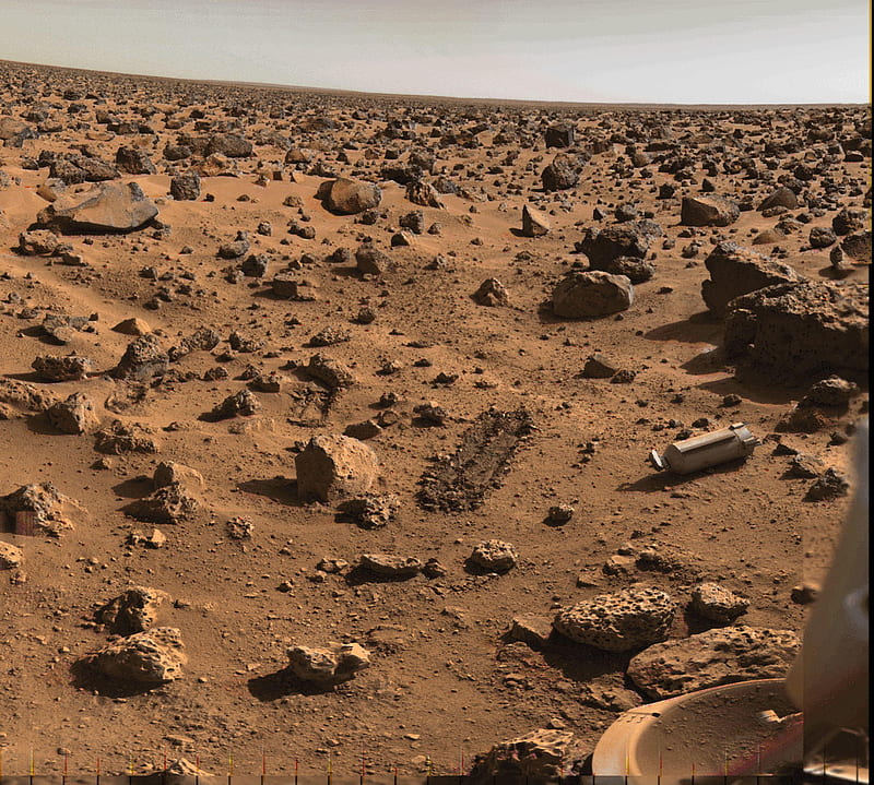 Mars Desert Landscape, rocks, probe, desert, sandy, vast, HD wallpaper