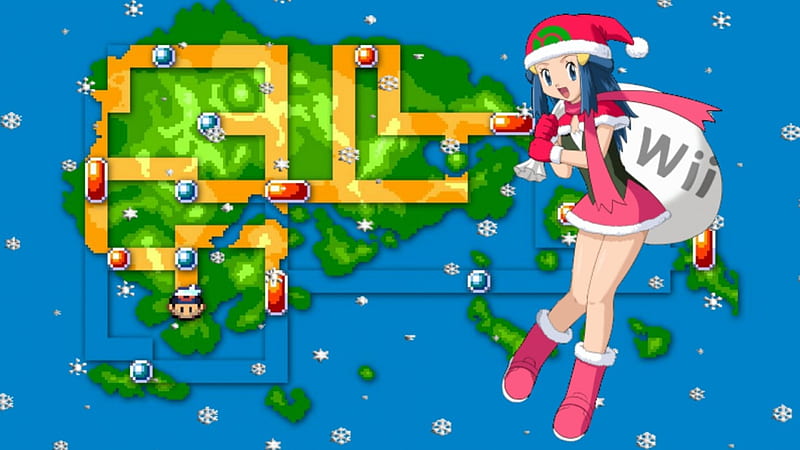 Santa Hikari, Christmas, Anime, TV Series, Map, Pokemon, Nintendo, Cartoons,  HD wallpaper | Peakpx