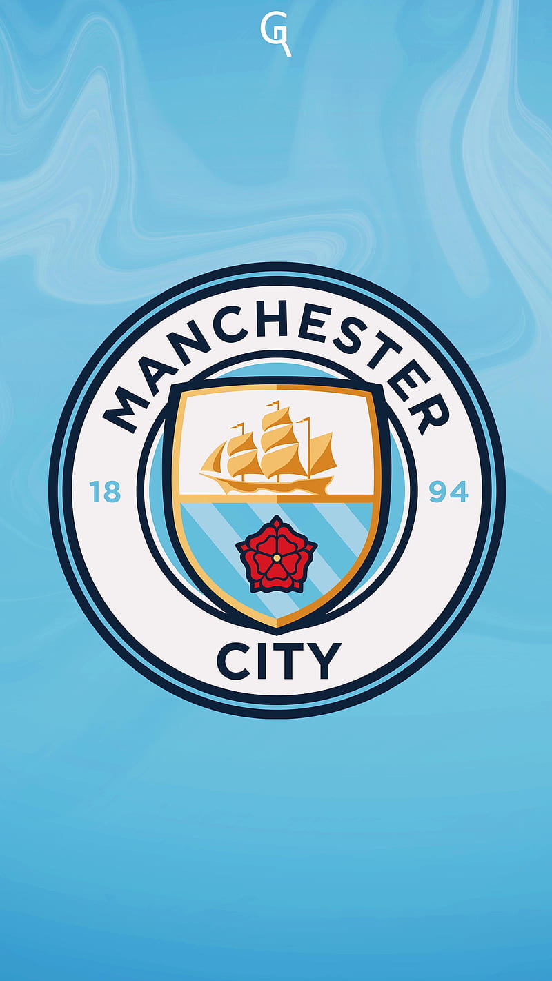 Manchester City FC, creative 3D logo, blue background, 3d emblem