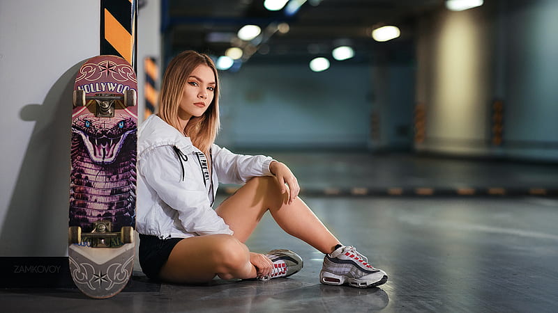 Models, Model, Depth Of Field, Girl, Skateboard, Woman, HD wallpaper