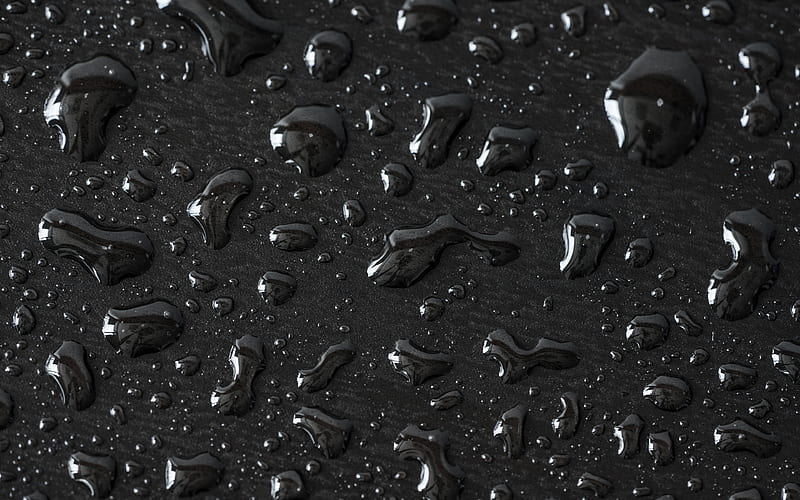 water drops texture black background, water drops, water backgrounds, drops texture, water, drops on black background, HD wallpaper