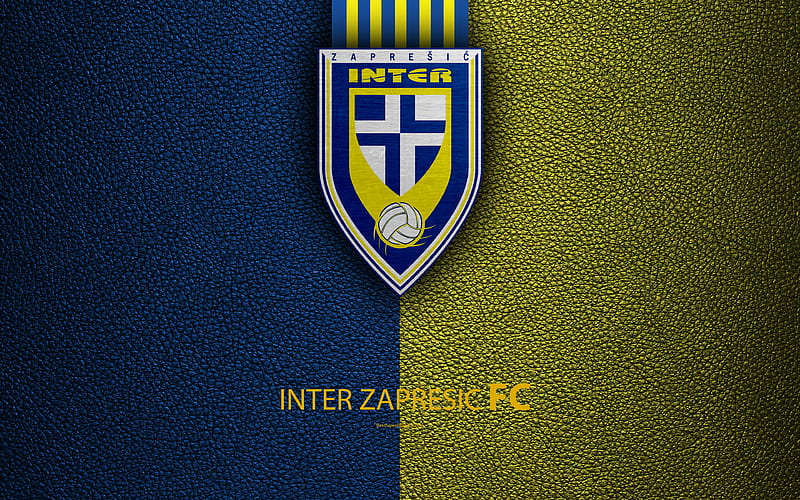 Inter Zapresic emblem, HNL, Zapasich, Croatia, logo, football, Zapresic FC, leather texture, Croatian football club, Croatian Football Championship, T-Com Prva HNL, HD wallpaper
