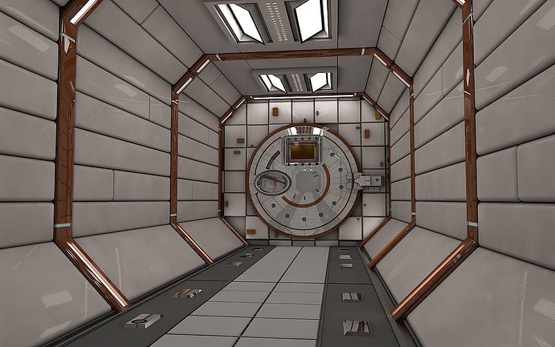 Airlock, station, corridor, space, HD wallpaper