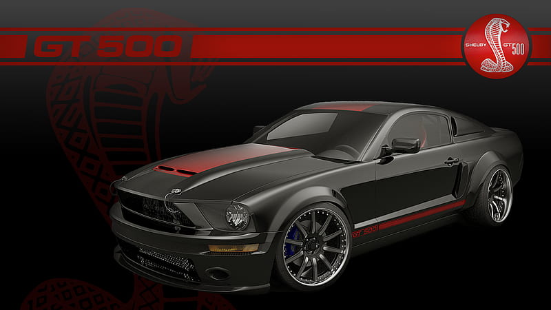 Shelby GT 500 - Black & Red, mustang, 500, gt, ford, shelby, adyp, HD wallpaper