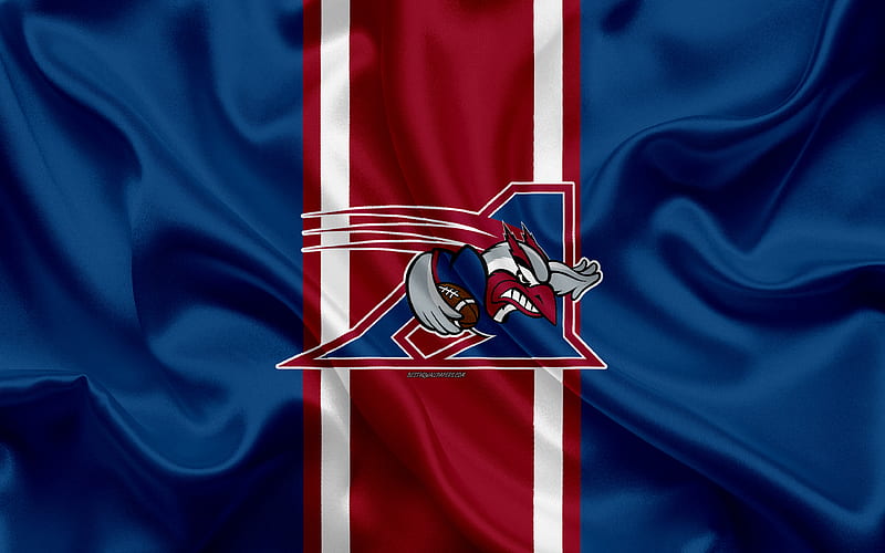 Montreal Alouettes logo, silk texture, Canadian football team, CFL, emblem, blue red silk flag, Montreal, Quebec, Canada, Canadian Football League, HD wallpaper