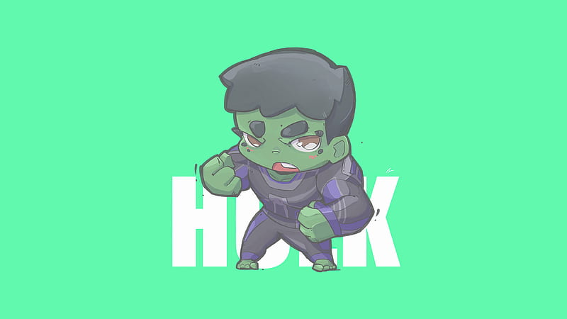 Hulk Minimal Chibbi , hulk, superheroes, minimalism, minimalist, artist, artwork, digital-art, artstation, HD wallpaper