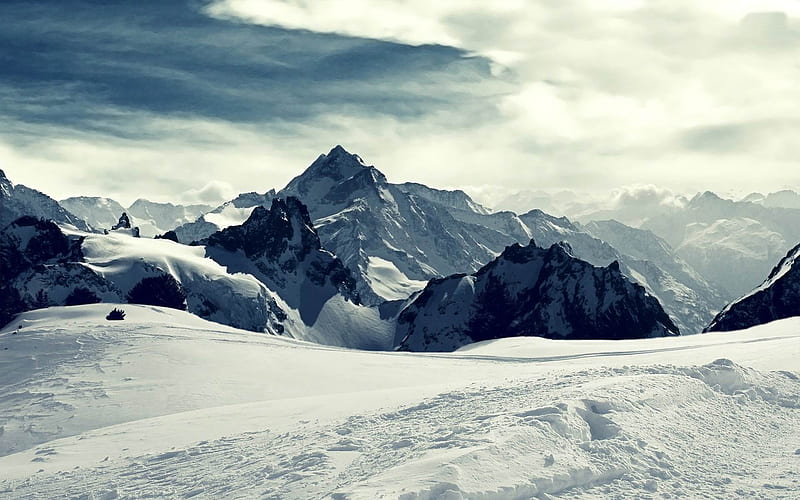 snow mountains-winter scenery, HD wallpaper