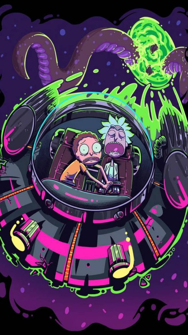 scared, rick and morty, rick, morty, portal, monster, purple, fecklessabandon, feckless, HD phone wallpaper