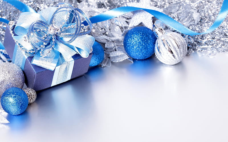Christmas decoration, blue christmas balls, Christmas, New Year, HD wallpaper