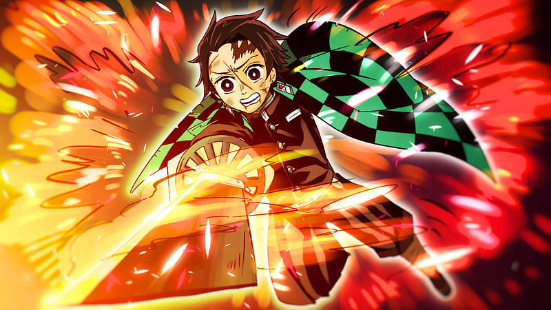 Demon Slayer Tanjiro Kamado With Sword On Fire Anime, HD wallpaper