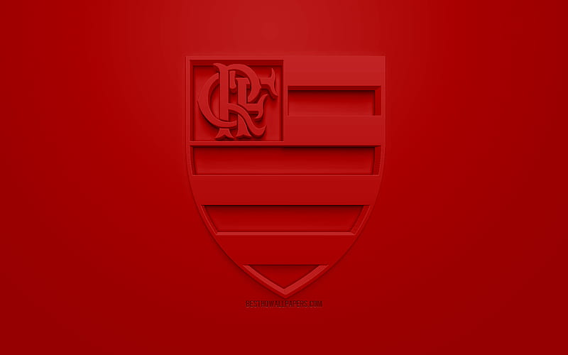 Flamengo, creative 3D logo, red background, 3d emblem, Brazilian football club, Serie A, Rio de Janeiro, Brazil, 3d art, football, stylish 3d logo, Clube de Regatas do Flamengo, HD wallpaper