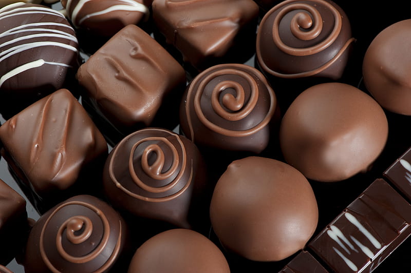 Chocolate bonbons, Gastronomy, Chocolate, Brown, Bonbons, HD wallpaper