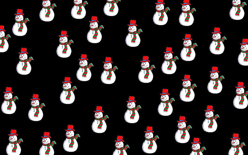 snowman collage, red, snowmen, green, black, collage, white, HD wallpaper