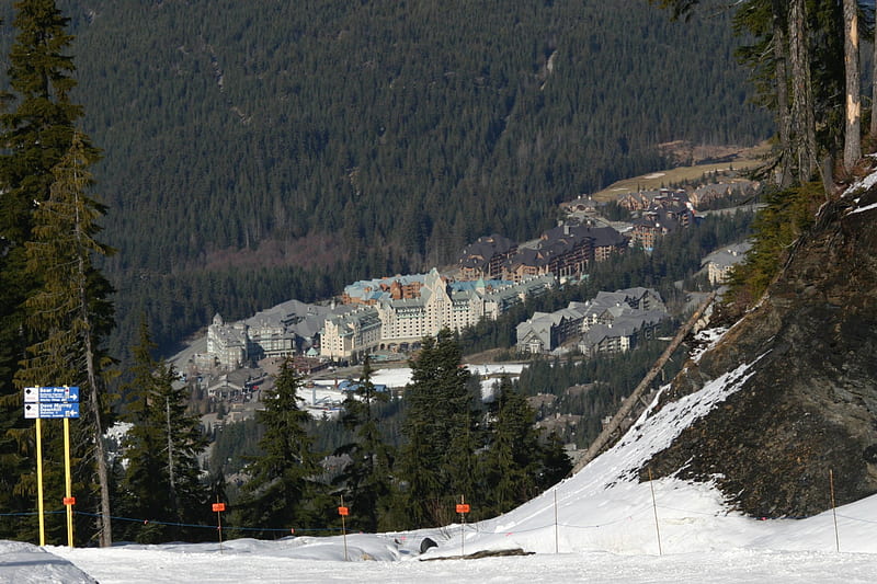 A view of the Chateau Whistler, whistler, mountains, canada, HD wallpaper