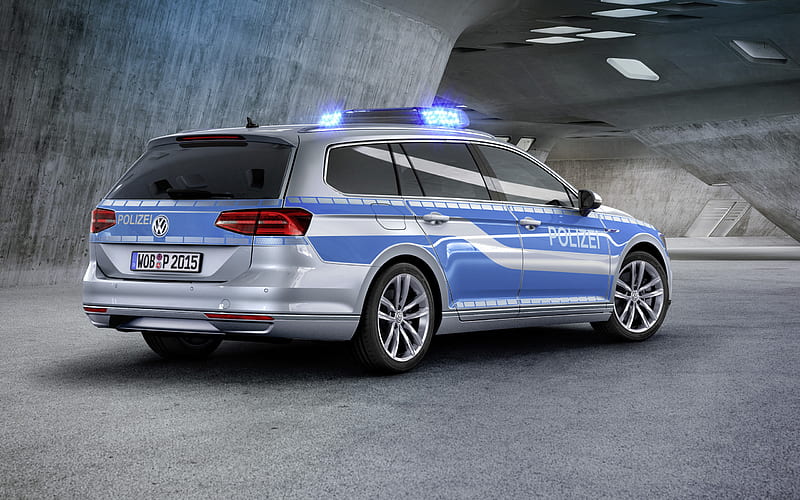 Volkswagen Passat GTE, Hybrid, police car, station wagon, German cars, German Police, Police Passat, Volkswagen, HD wallpaper