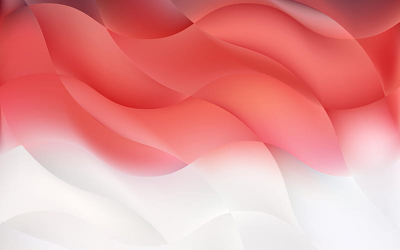 red and white waves, abstract waves, creative, waves texture, waves background, abstract art, HD wallpaper