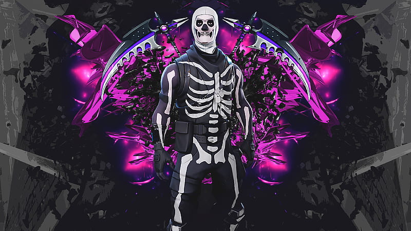 Skull Trooper Purple Black Background Fortnite, HD wallpaper