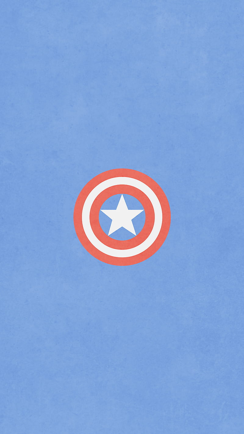 Captain America, blue, flat, minimalistic, red, shield, white, HD phone wallpaper