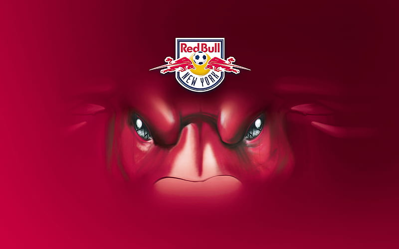 New York Red Bulls, fan art, logo, MLS, creative, Red Bulls, emblem, artwork, NY Red Bulls, USA, soccer, HD wallpaper