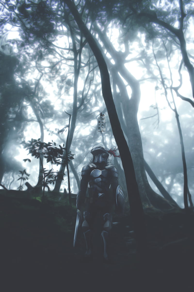 Goblin Slayer, anime, anime boy, dark, fog, forest, winter, HD phone wallpaper