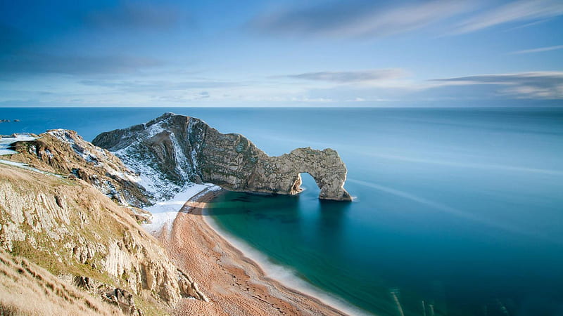 Dorset, rocks, water, sky, HD wallpaper