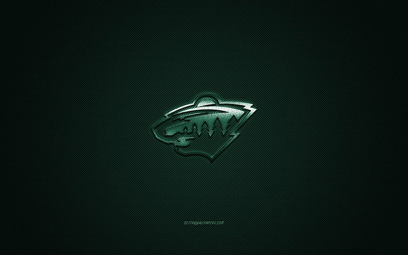 Minnesota Wild, American hockey club, NHL, green logo, green carbon fiber background, hockey, Minnesota, USA, National Hockey League, Minnesota Wild logo, HD wallpaper